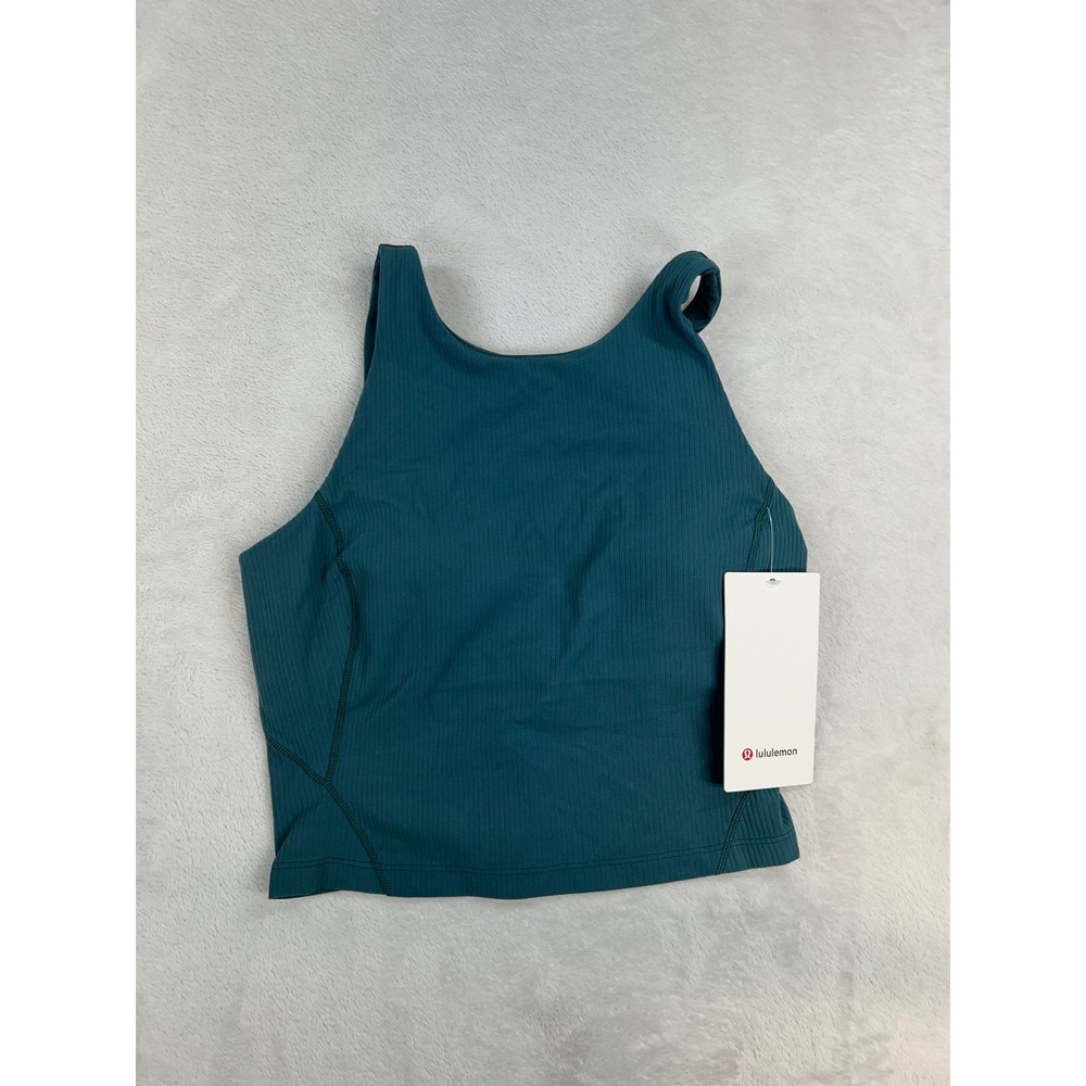 Lululemon Align High Neck Tank Top Green Jasper Ribbed LW1DVNS Size 6 NWT